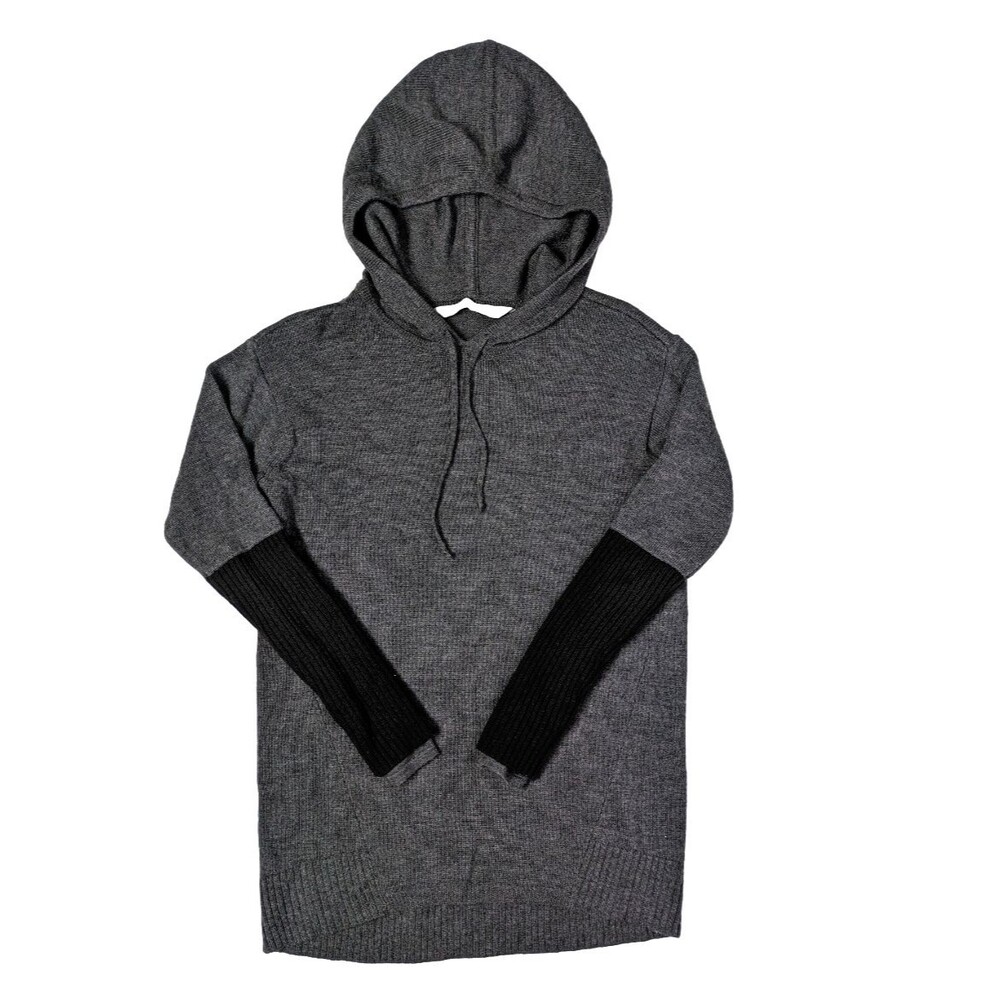 Athleta Nopa Sweater Womens XS Gray Merino Wool Hooded Pullover